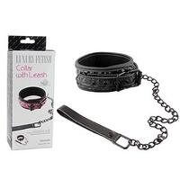 LUXURY FETISH COLLAR WITH LEASH BLACK