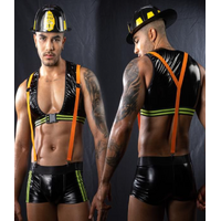 FIREMAN WITH ORANGE SUSPENDERS