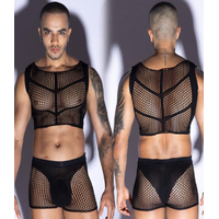 MESH BODY STOCKING SHORTS AND TOP