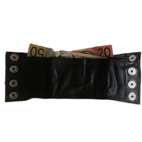 BLACK LEATHER WRIST WALLET