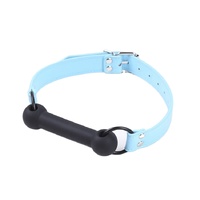 SILICONE BLACK BONE GAG BLUE PU BELT