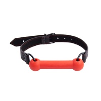 SILICONE RED BONE GAG BLACK PU BELT