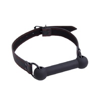 SILICONE BLACK BONE GAG BLACK PU BELT