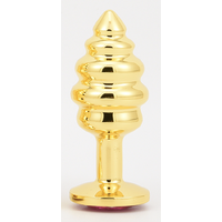 GEM - GOLD RIBBED ALLOY BUTT PLUG LARGE