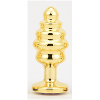 GEM - GOLD RIBBED ALLOY BUTT PLUG MEDIUM