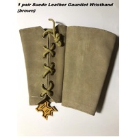 LEATHER WRIST GAUNTLET - BEIGE