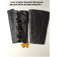 LEATHER WRIST GAUNTLET - BLACK