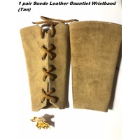 LEATHER WRIST GAUNTLET - TAN