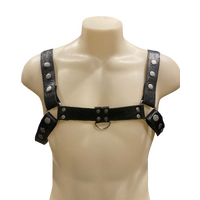 BLACK MENS LEATHER HARNESS MEDIUM