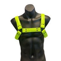 MENS FLURO YELLOW LEATHER HARNESS MEDIUM