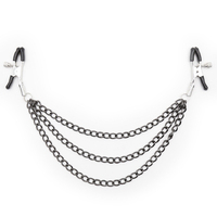 PLEASURE AND PAIN - NIPPLE CLAMP WITH THREE CHAINS - BLACK