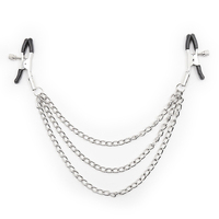 PLEASURE AND PAIN - NIPPLE CLAMP WITH THREE CHAINS - SILVER