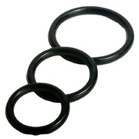 TRIFECTA SILICONE COCK RING 3PC  - BLACK (THIN)