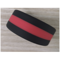 STRIPED SILICONE COCK RING - BLACK AND RED 