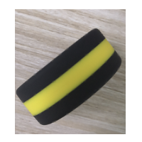 STRIPED SILICONE COCK RING - BLACK AND YELLOW