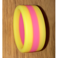 STRIPED SILICONE COCK RING - YELLOW AND PINK