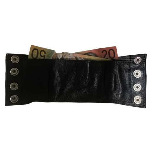 BLACK LEATHER WRIST WALLET