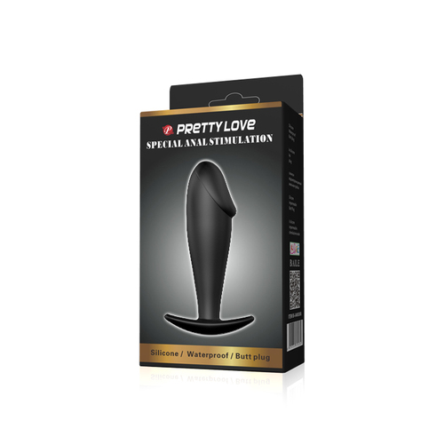 P/L BLACK SILICONE BUTT PLUG (GLANS SHAPE)