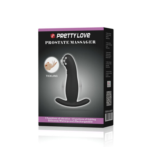 P/L BLACK SILICONE PROSTATE MASSAGER TICKLING MOTION