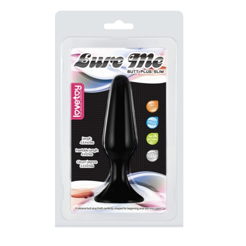 LOVETOY LURE ME BLACK SILICONE BUTT PLUG - SMALL