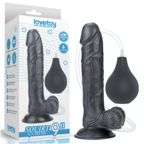 LOVETOY 9" SQUIRT DILDO - BLACK