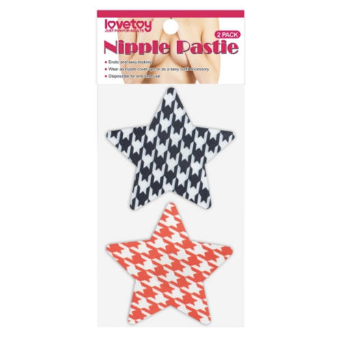 LOVETOY NIPPLE PASTIES STARS HOUNDSTOOTH PATTERN