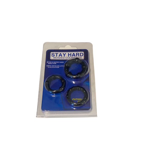 STAY HARD COCK RINGS - BEADED BLACK