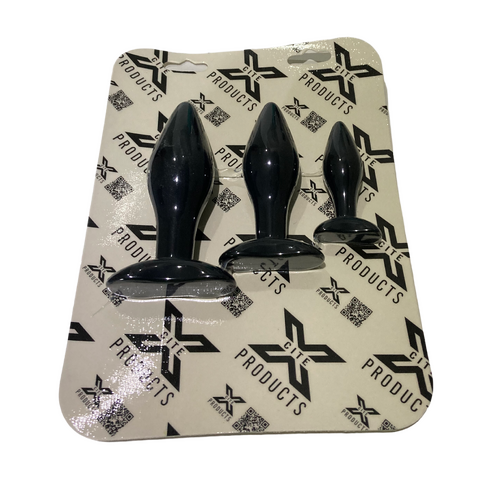 3pc SILICONE BUTT PLUG TRAINING KIT.