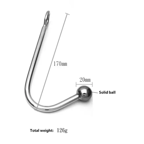 STAINLESS STEEL ANAL HOOK - MINI  ONE BALL 20MM