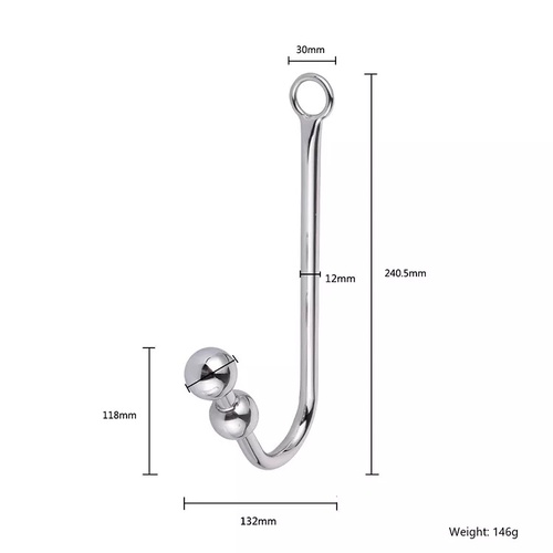 STAINLESS STEEL ANAL HOOK - 2 BALL 30mm