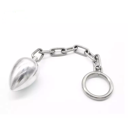 STAINLESS STEEL BUTT PLUG WITH COCK RING - 45mm