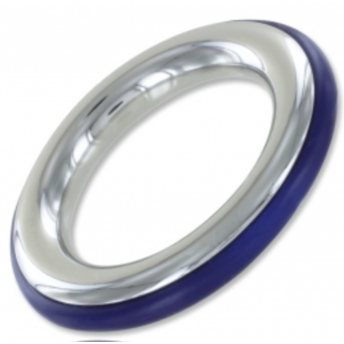 DUO - 50mm S/STEEL COCK RING WITH BLUE INSERT