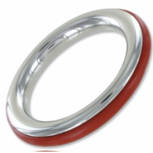 DUO - 50mm S/STEEL COCK RING WITH RED INSERT