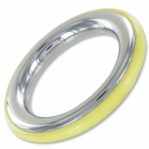 DUO - 50mm S/STEEL COCK RING WITH YELLOW INSERT