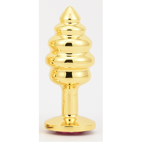 GEM - GOLD RIBBED ALLOY BUTT PLUG LARGE