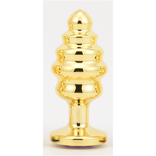 GEM - GOLD RIBBED ALLOY BUTT PLUG MEDIUM