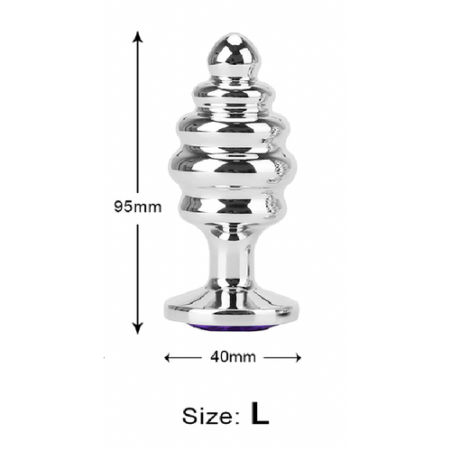 GEM - RIBBED ALLOY BUTT PLUG LARGE