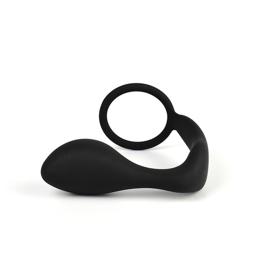 GIDDY UP BLACK SILICONE BUTT PLUG/COCK RING