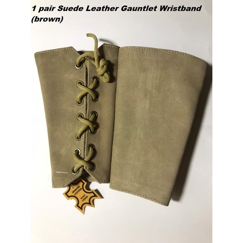 LEATHER WRIST GAUNTLET - BEIGE