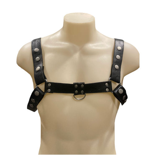 BLACK MENS LEATHER HARNESS LARGE