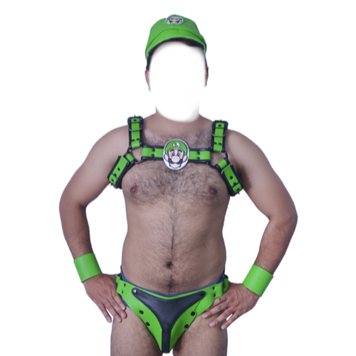 LUIGI HARNESS SET INC JOCK, WRIST CUFFS AND HAT - SMALL