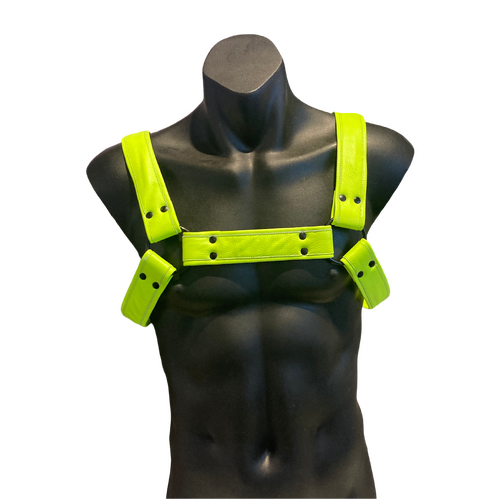 MENS FLURO YELLOW LEATHER HARNESS MEDIUM