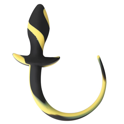 SILICONE BUTT PLUG TAIL - YELLOW