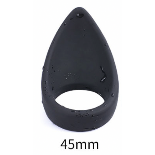 TEARDROP BLACK SILICONE COCK RING - 45mm