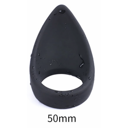 TEARDROP BLACK SILICONE COCK RING - 50mm