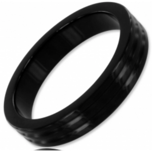 RIBBED - BLACK 45mm S/STEEL COCK RING