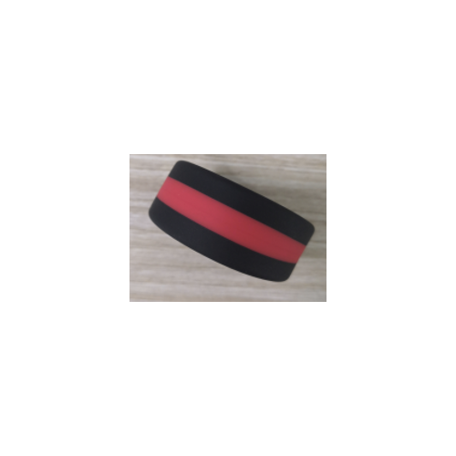 STRIPED SILICONE COCK RING - BLACK AND RED 