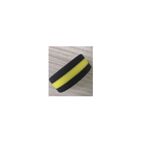 STRIPED SILICONE COCK RING - BLACK AND YELLOW