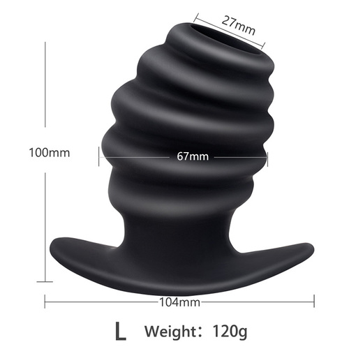 TBM BLACK SILICONE HOLLOW BUTT PLUG LARGE