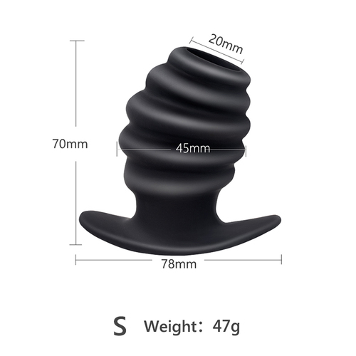 TBM BLACK SILICONE HOLLOW BUTT PLUG SMALL